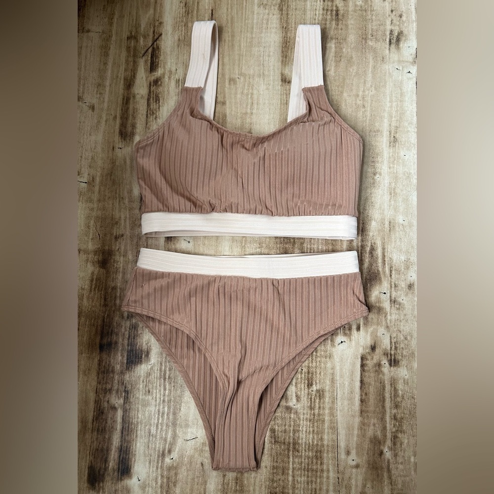 SHEIN Two Tone Ribbed Bikini NWT